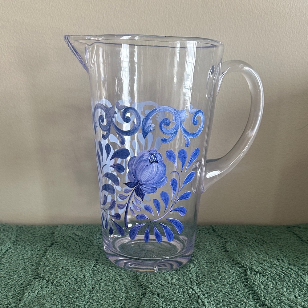Artisan de Luxe Melamine Blue Floral Scroll Pitcher NEW!